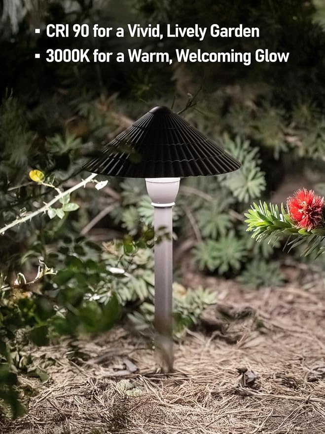 LEONLITE 12-Pack LED Low Voltage Landscape Path Lights, 12-24V AC/DC, 5000K | 3W 120LM, CRI90, ETL Listed, Cast Aluminum, Wet Location, Daylight, Wired Pathway Lights, for Yard Lawn