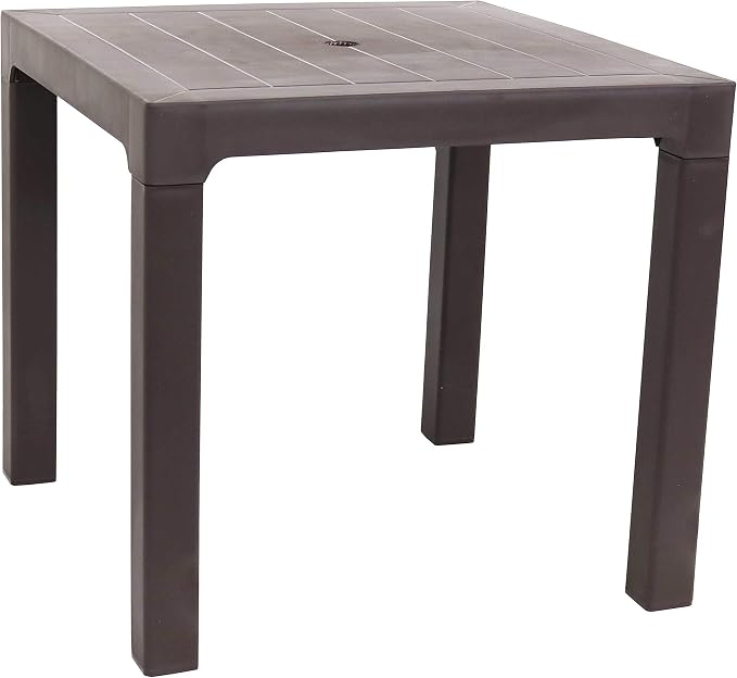 Sunnydaze 31-Inch Square Plastic Indoor/Outdoor Dining Table - Brown