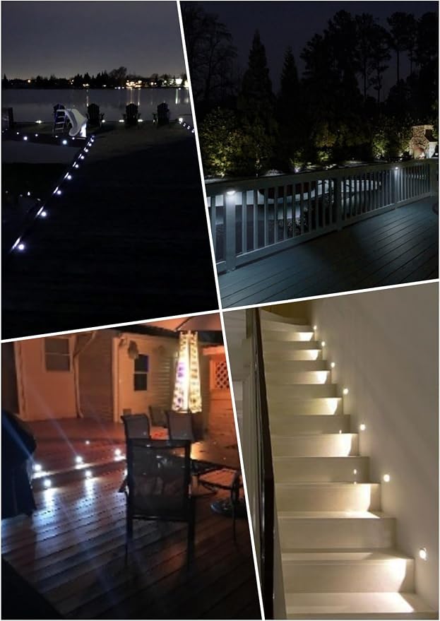 Pack of 6 LED Deck Lights kit Outdoor Garden Yard Decoration Lamp Recessed Landscape Pathway Step Cool White Lighting, Bronze