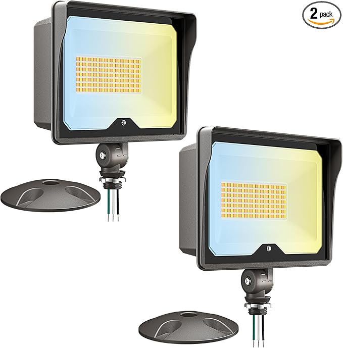 CINOTON 55W 7700LM LED Flood Lights Outdoor, 3CCT, ETL Listed, 2 Pack | IP65 Waterproof Security Wall Pack with 180°Knuckle, Dusk to Dawn 120V Aluminum Fixture for Warehouse Patio Porch Garage