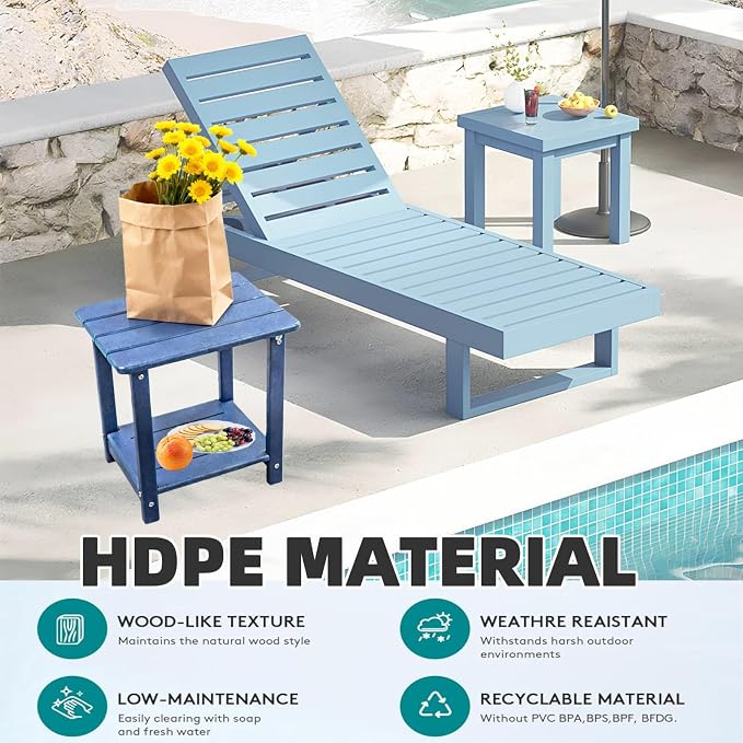 Adirondack Square Outdoor Side Table,2-Tier Storage Patio Side Table with Weatherproof HDPE Material Low