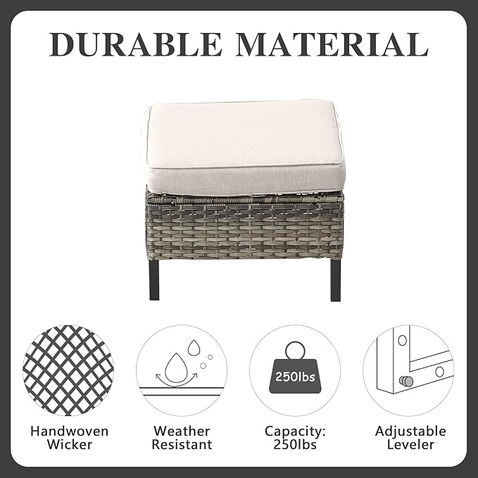 Belord 7 Piece Outdoor Furniture Patio Wicker Sofa Set Beige