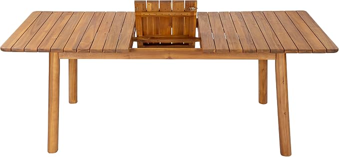 Christopher Knight Home Josie 7 Piece Acacia Wood Outdoor Dining Table Set for 6, Extendable Dining Table and 6 Armless Chairs Set with Slatted Design, Outdoor Patio Furniture Set for Dinner, Teak