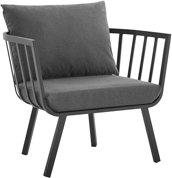 Modway Riverside 5 Piece Outdoor Patio Aluminum Set in Gray Charcoal
