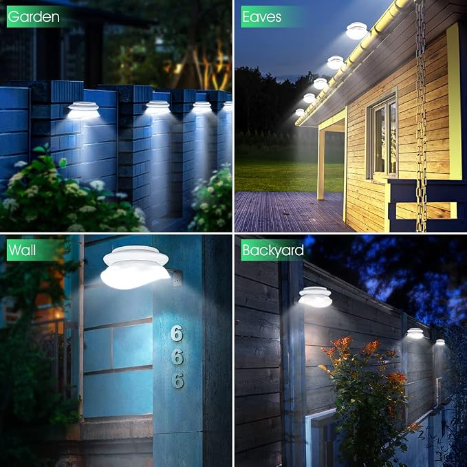 DBF Outdoor Solar Gutter Lights - Solar Fence Lights Outdoor Waterproof LED Deck Lighting Wall Mount Decorative Auto On/Off for Eaves Yard Garage Garden Deck Patio Railing (6 Pack, White)