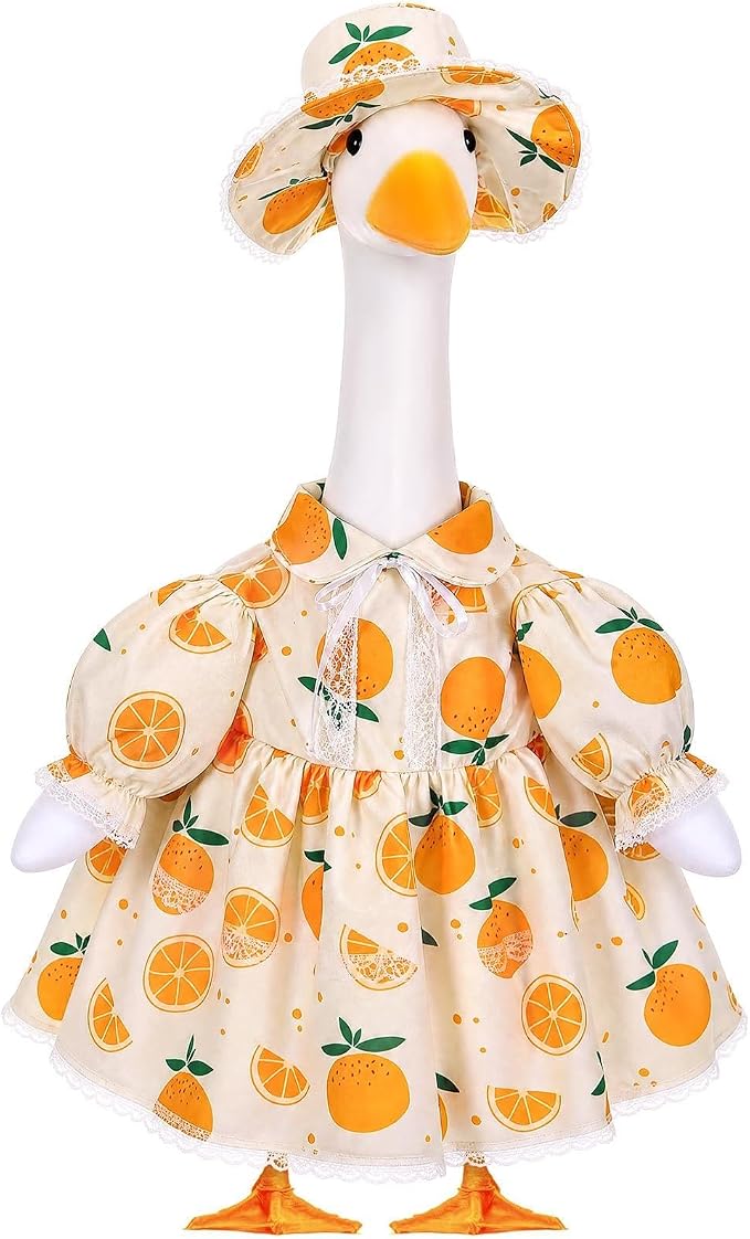 FuWeave Fall Porch Goose Outfit for Lawn Decor | Fits 23"/17" Lawn Plastic/Cement Statue Goose Costume Dress for Front Outdoor Courtyard Garden Patio Yard Decoration