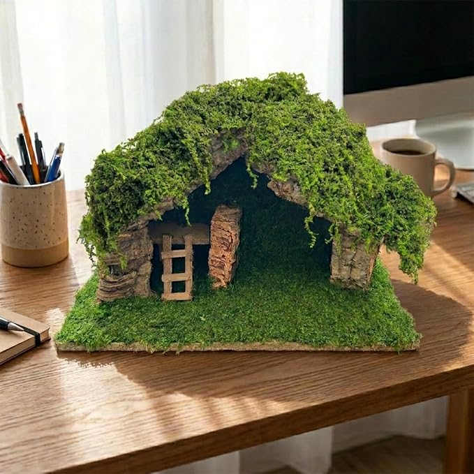 Realistic Miniature Vines - Hanging Moss Scenery for Diorama Supplies & Model Building - Mini Miniature Plants for Rainforest, Dollhouse, Fairy Gardens, Crafts DIY, Tabletop Wargaming (Dark Green)