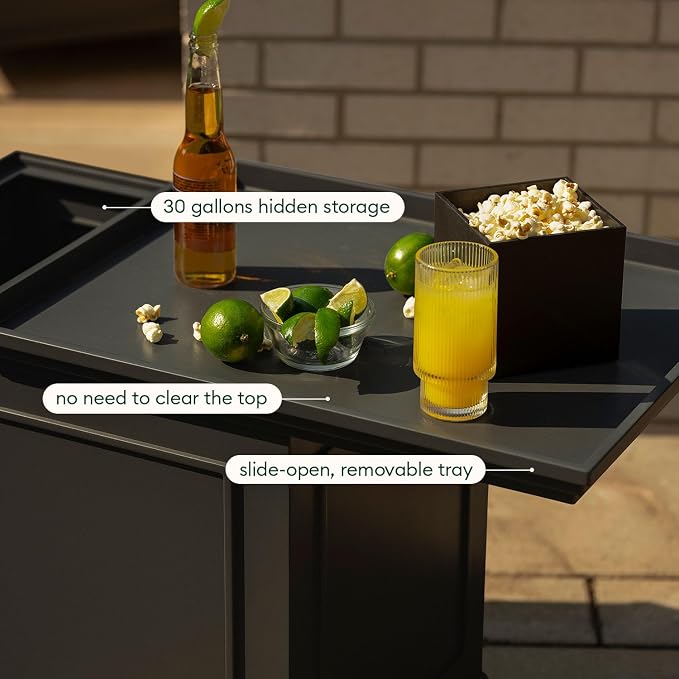 Veradek 30-Gallon Brixton Tray Table - 2-in-1 Outdoor Side Table with Storage + Tray for Patio | Durable All-Weather Resistant | Classic & Functional