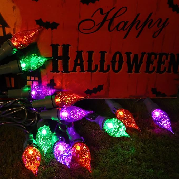 Halloween String Lights 19ft 70 LED Fairy Lights ETL Certified for Indoor Outdoor Patio Xmas Tree Party Decor Orange Purple Green Color Lights Halloween