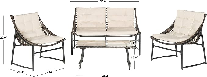 SAFAVIEH 4-Piece Outdoor Collection Berkane Patio Set