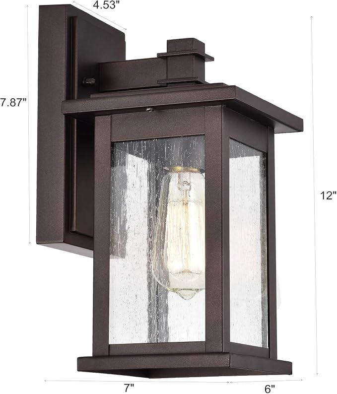 MICSIU 12 Inch Industrial Outdoor Wall Sconce, Oil Rubbed Bronze | No Assembly Required Outside Single Light, Vintage Exterior Lght for House, Front Door, Entryway, Patio, Porch