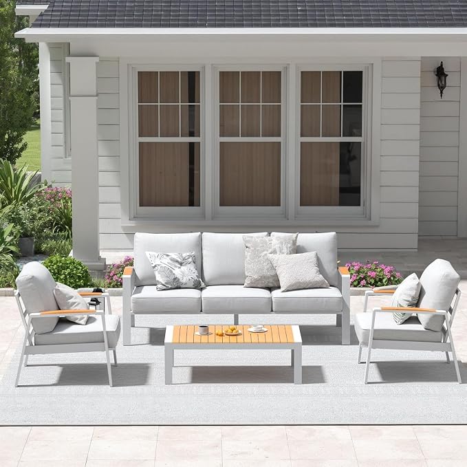 Aluminum Outdoor Patio Coffee Table for Deck and Poolside