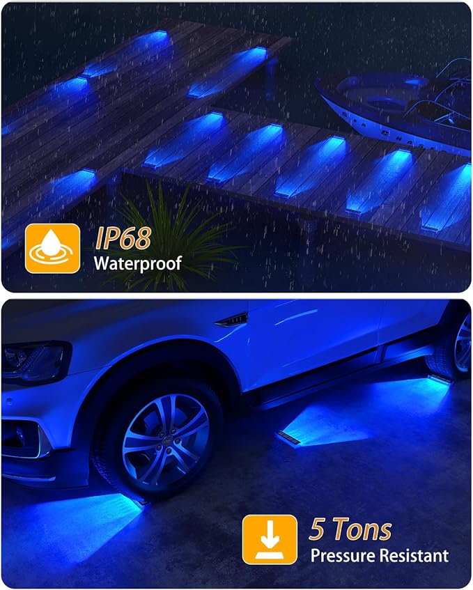 DetarZinLED Blue Solar Lights for Outside,8 Pack Solar Deck Lights Outdoor Waterproof LED,Blue Step Light for Outside,Dock Light Solar Powered Waterproof for Deck,Steps,Dock,Driveway,Stair,Path
