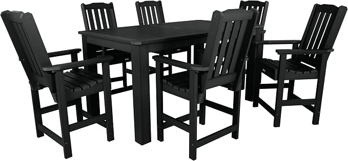 Highwood AD-ST7LH2CO4BA-BKE Lehigh 7pc Rectangular Counter Height Dining Set 72" x 42", Black