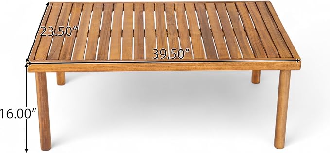 Christopher Knight Home Vorms 5-Piece Acacia Wood Patio Furniture Set with Rope Backrest, Patio Conversation Chat Set for Backyard Balcony, Outdoor 7-Seater Seating Group with Coffee Table, Teak+Cream