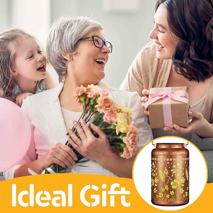 2 Pack Solar Lanterns Outdoor Waterproof, Hummingbird Garden Decor Gifts for Women Mom Grandma Hanging Solar Lights Metal Solar Decoration Outside for Yard, Patio, Lawn, Pathway | Gifts for Women Mom Grandma Hanging Solar Lights Metal Solar Decoration ...