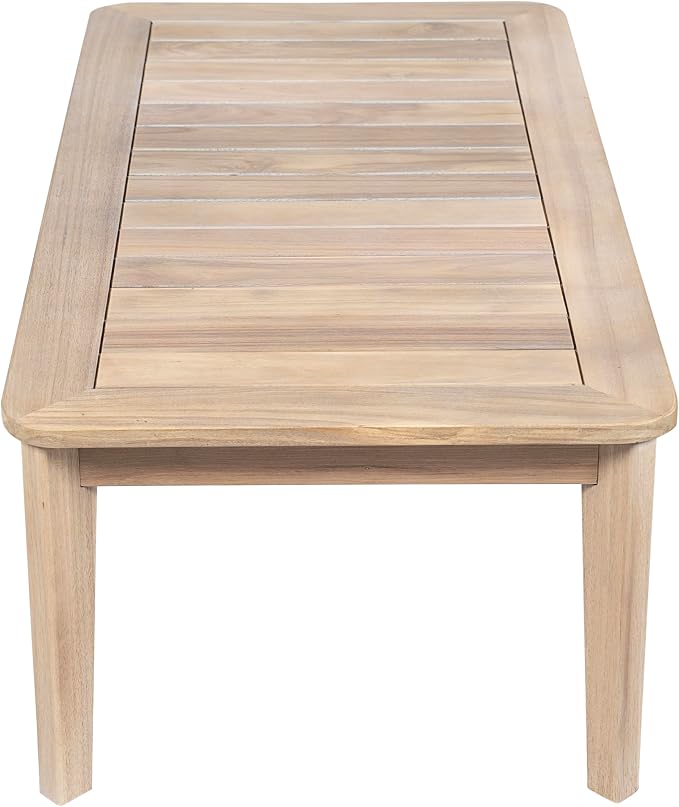 Christopher Knight Home Hartford Patio Acacia Wood Coffee Table, Solid Wood Outdoor Table for Patio Furniture Set, Slat Panel Rectangular Top, Natural Washed