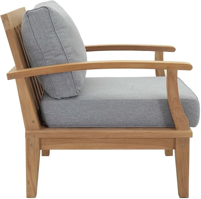 Modway EEI-1816-NAT-GRY-SET Marina Premium Grade A Teak Wood 6-Piece Outdoor Patio Furniture Set, Natural Gray