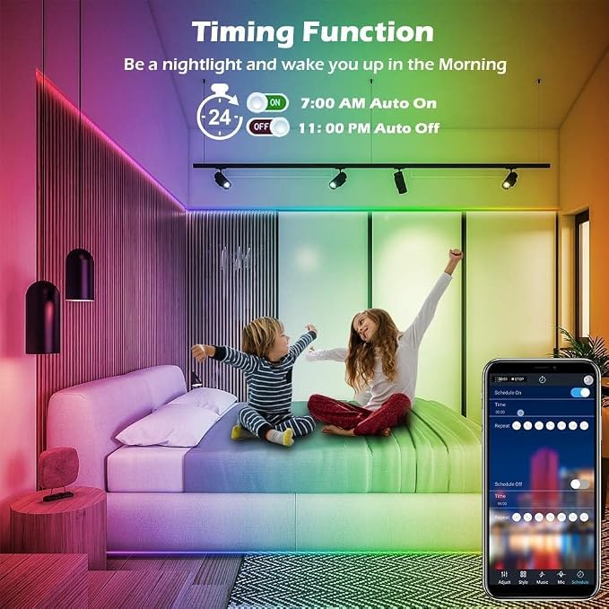 AILBTON 200ft Led Strip Lights(2 Rolls of 100ft led Lights) Ultra Long Led Light Strip with App Voice Control Remote,5050 RGB Music Sync Color Changing Led Lights for Bedroom,Party,Home Decoration