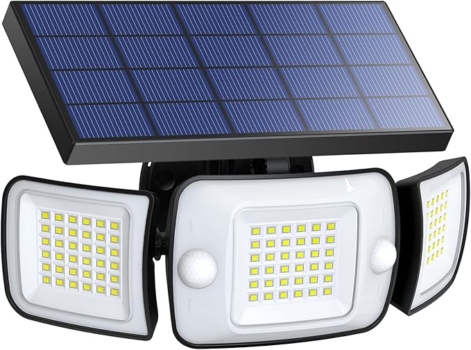 intelamp Solar Outdoor Lights, Motion Sensor with Dual Sensors Waterproof | Solar Flood Lights 270°Wide Angle for Outside with 3 Modes
