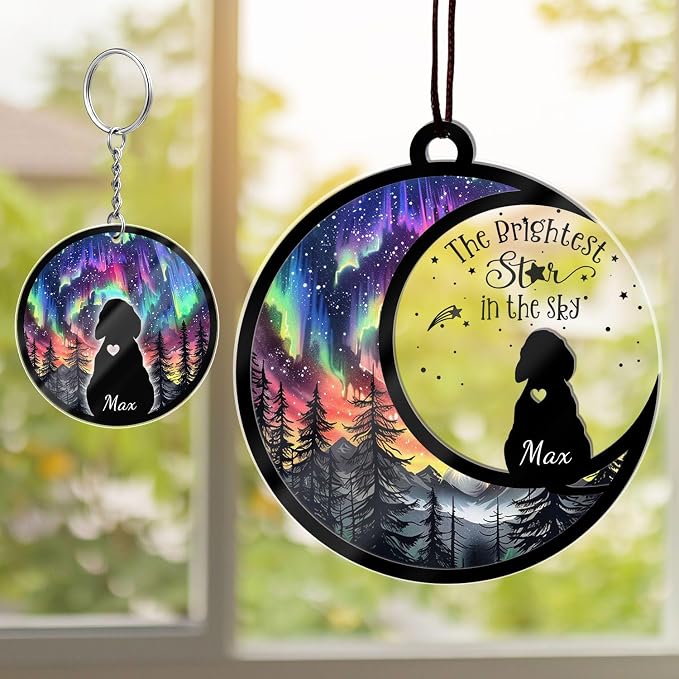 Custom Dog Memorial Suncatcher, Personalized with Name & Dog Breeds, Customized Pet Loss Suncatcher, Gifts for Dog Lovers, Dog Memorial Loss of Pet Sympathy Gift, in Loving Memory for Loss Pet