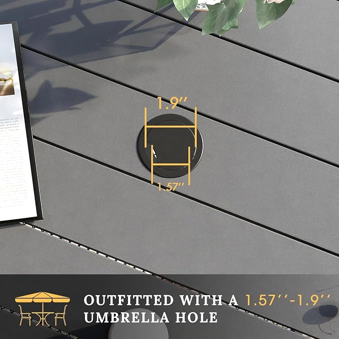 VICLLAX Patio Dining Set for 4, All Weather 5-Piece Patio Set-37.8" Square Outdoor Table and 4 Stackable Chairs for Lawn Garden and Backyard,Grey Tabletop