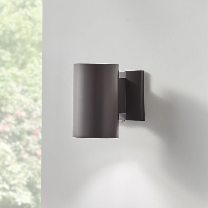 Kichler Cylinder Wall Mount Lighting Fixture in Brown, 7” Bottom Opening Outdoor Light Fixture, 9234AZ