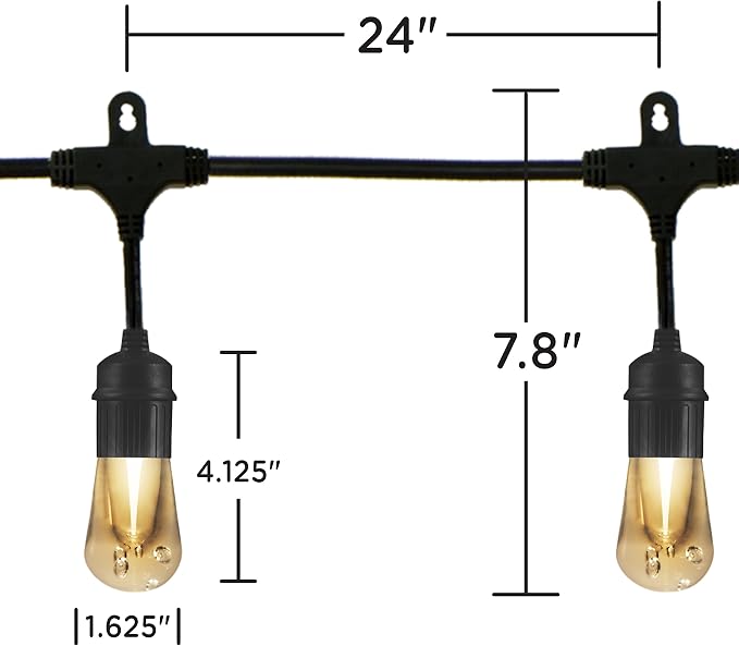 Enbrighten LED Outdoor StringLights SoftWarmWhite PatioLights with UltraDurable Shatterproof and Waterproof Acrylic Bulbs for Balcony,Backyard,Porch,Gazebo,Deck,Party and Market,35631,48ft(Pack of 2)