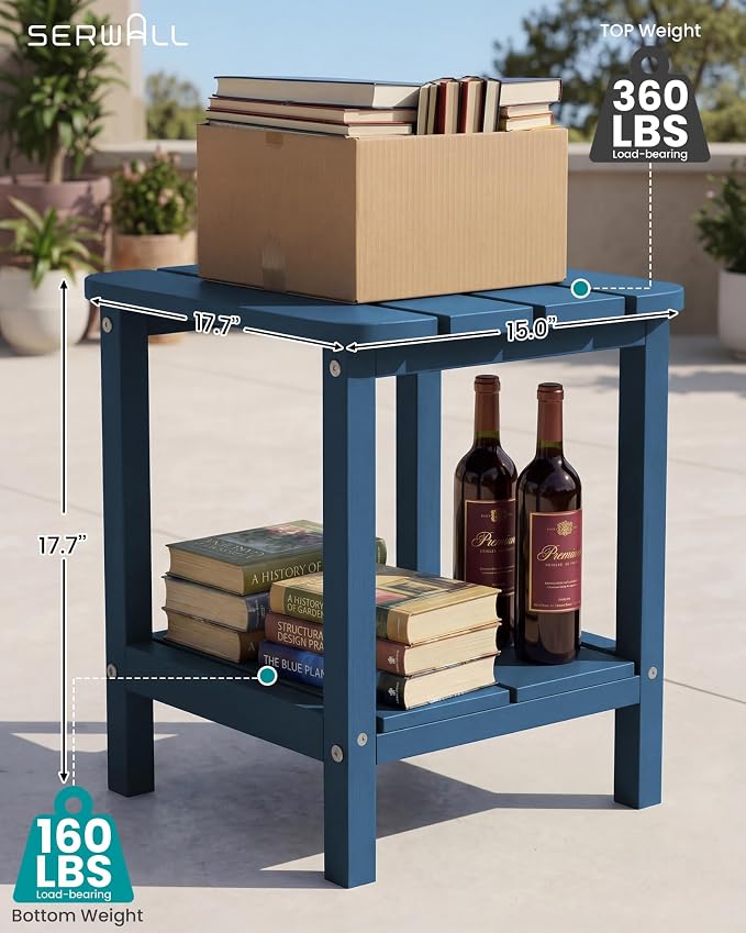 SERWALL Adirondack Table Set of 4, Outdoor Side Table- Blue