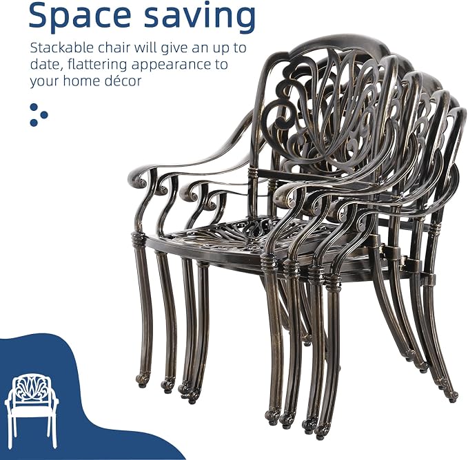 9-Piece Patio Cast Aluminum Dining Set, Outdoor Dining Furniture Set for 8 Person, Includes 64" Large Square Dining Table and 8 Chairs with Umbrella Hole for Patio Deck Garden