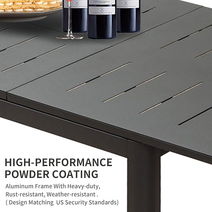 Domi Expandable Outdoor Dining Table for 6-8, Aluminum Patio Dining Table 65'' -95'', Rectangular Extendable Dining Table for Garden, Backyard, Porch