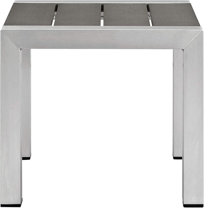 Modway Shore 3-Piece Aluminum Outdoor Patio Furniture Set in Silver Gray
