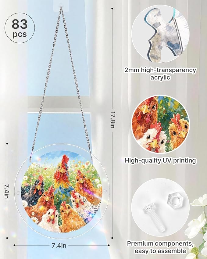Acrylic Puzzle Suncatcher 83 Pieces, Morning in Bloom Sun Catchers Puzzle, DIY SunCatchers Puzzles Window Hanging, Home & Garden Decor, Gifts for Family and Friends, 7.4 in