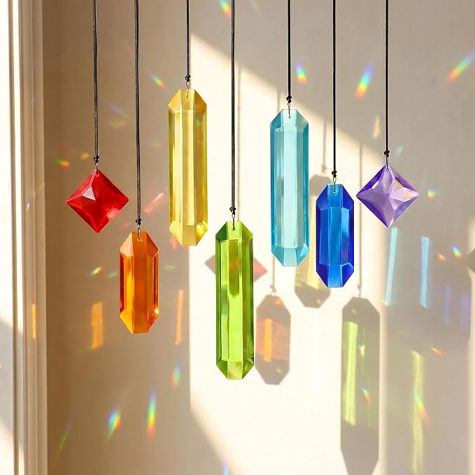 7Pack Prisms Crystal Suncatchers for Windows Hanging Rainbow Maker | Sun Catcher Indoor Windows Outdoor Home Garden Christmas Tree Ornaments Gift For Mom Women