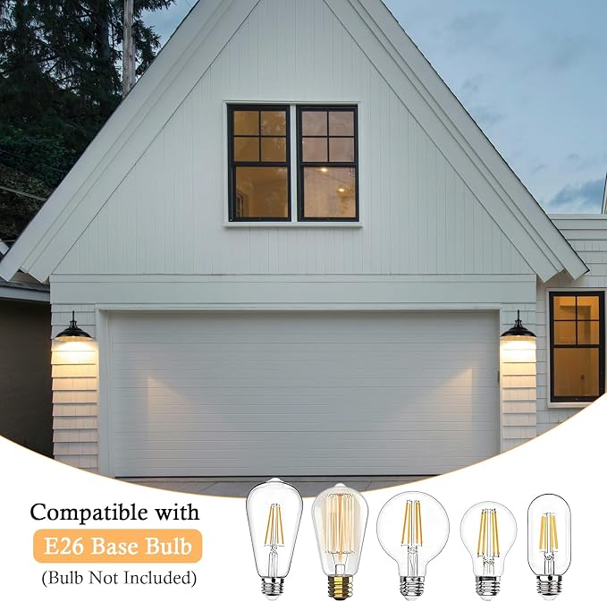 Outdoor Barn Lights, 16 Inch Farmhouse Exterior Wall Light, Industrial Wall Lantern for House Garage Patio Doorway, 2 Pack