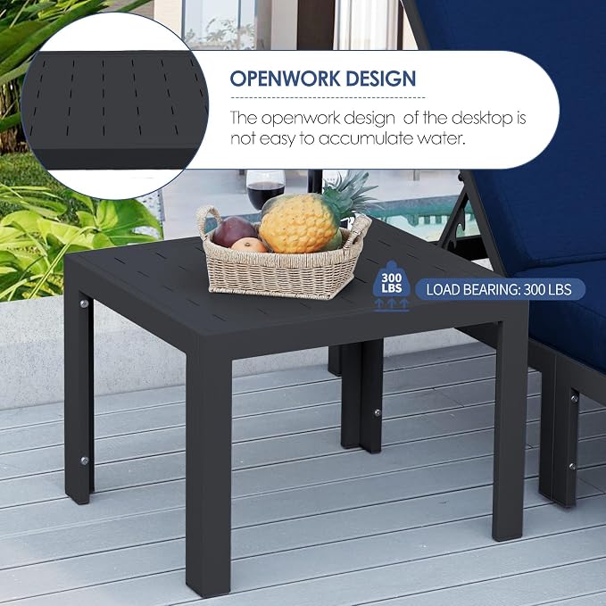 NICESOUL 16 Pcs Large Modern Aluminum Patio Furniture Set, All Weather Modular Sectional Sofa with Chaise & Coffee Table, 500 lbs Heavy Duty Comfy Outdoor Couch for Poolside Backyard, Navy Blue