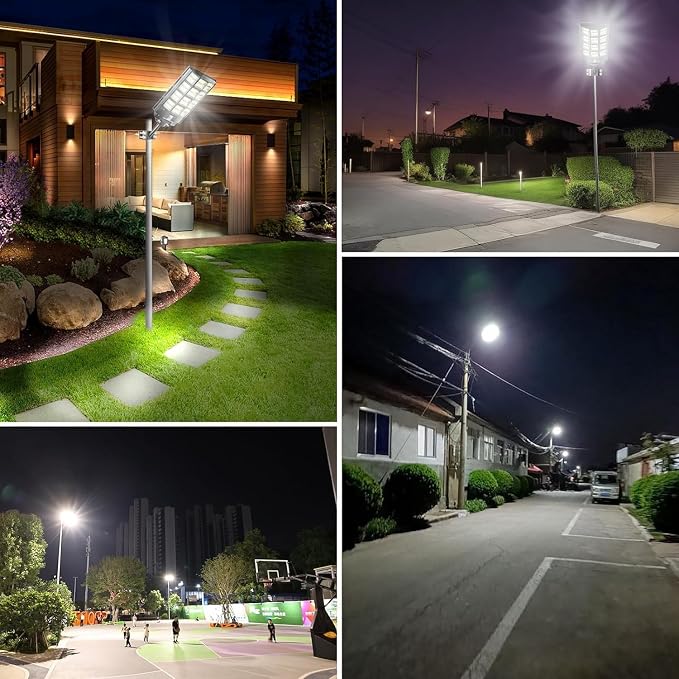 8000W Solar Street Light Outdoor Waterproof, 240000LM Solar Powered Parking Lot Lights Large Street Light Dusk to Dawn with Motion Sensor, LED Flood Light Wide Angle Lamp for Patio and Parkling Lot
