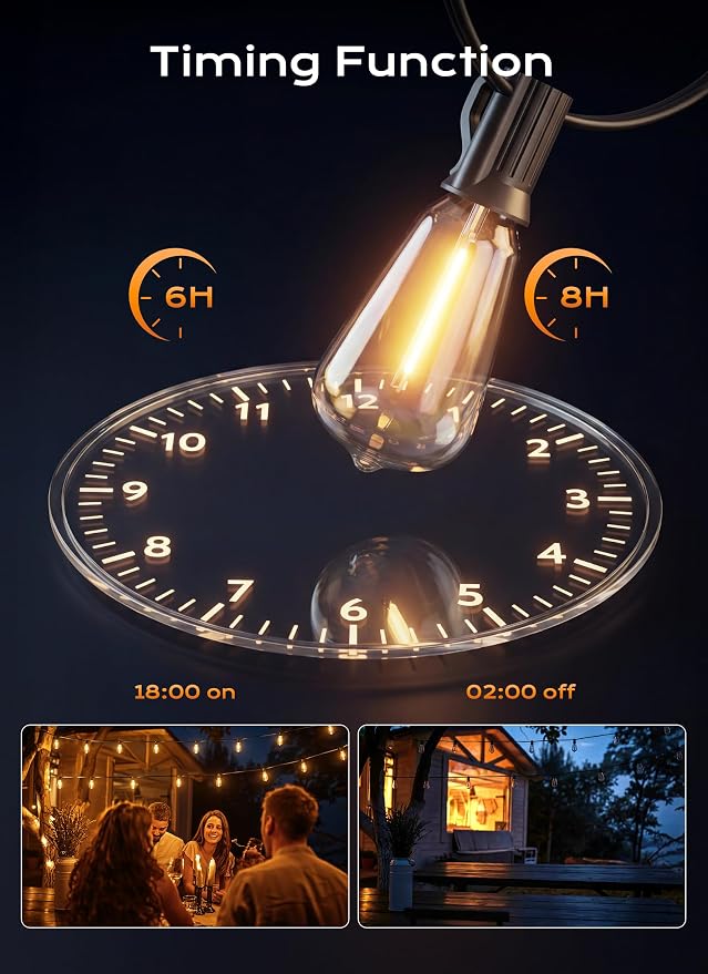 Minetom 200FT Outdoor String Lights with Remote, ST38 Patio Lights Dimmable | Waterproof LED Christmas Lights with 3 Modes, Shatterproof Connectable Outside Lights for Backyard Porch Deck Garden Decor