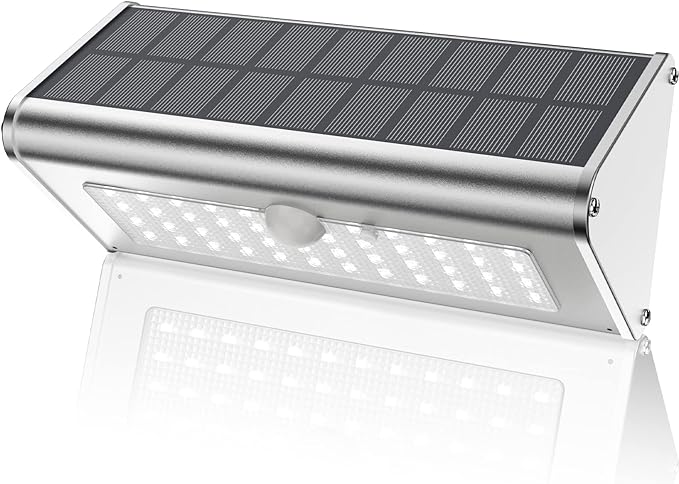 Super Bright Solar Outdoor Lights IP65 Water Proof, 1100 Lumens Wireless 4500mAh LED Motion Sensor Lights, Aluminum Metal Housing Security Lights with 4 Modes Flood Wall Lights, 1 Pack (Daylight)