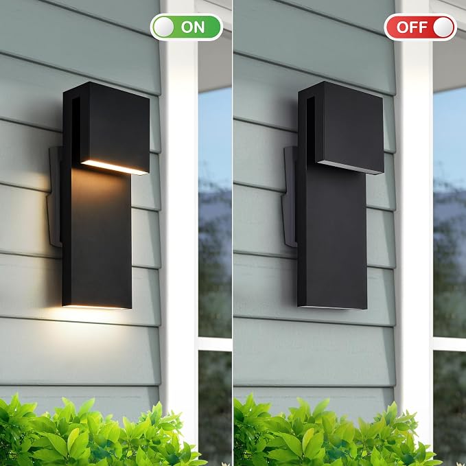 Tarentlight Modern Porch Lights with 2 Pack,Outdoor Indoor Integrated LED Wall Lights,2-Light Total 17W,3000K, Textured Black Finish,Outside Lights Waterproof for House Front Door Patio Garage