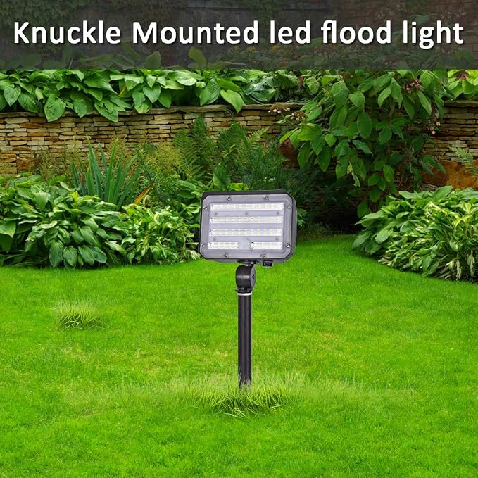 60W LED Flood Light with Knuckle, Outdoor Security Fixture Dusk-to-Dawn Photocell 5000K 7,800lm(300W Equivalent) 100-277V IP65 Waterproof with Base for Wall Mount for Entrance Garden Yard