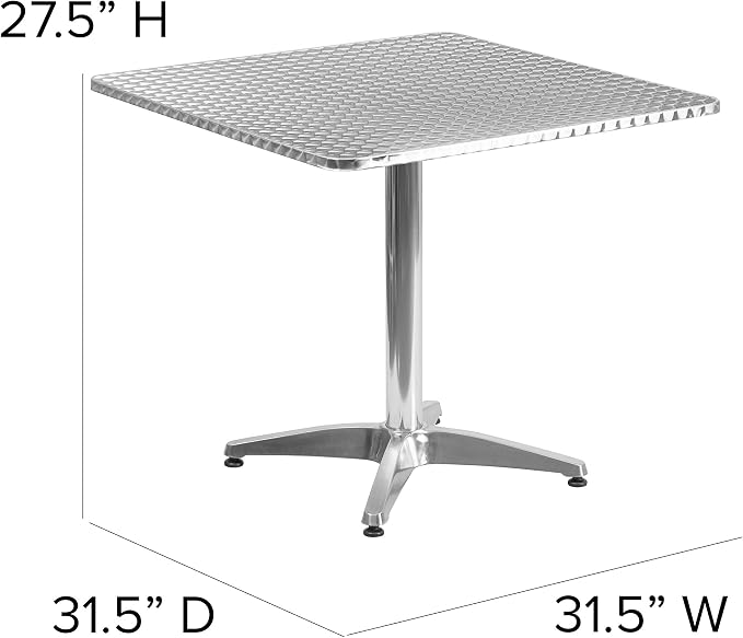 EMMA + OLIVER 31.5" Square Aluminum Indoor-Outdoor Table