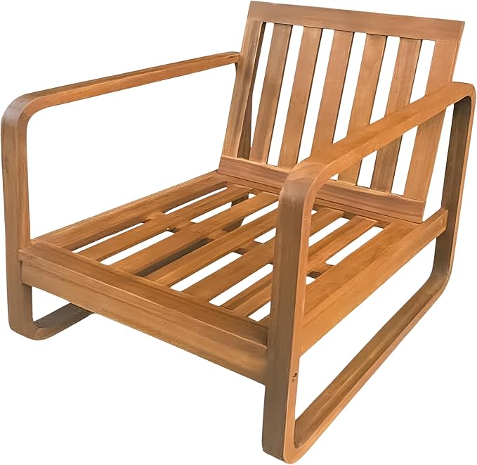 Christopher Knight Home Myra Acacia Wood 4 Piece Outdoor Patio Furniture Set, Wooden Patio Conversation Set with Loveseat Club Chairs & Coffee Table, 4-Seater Patio Sofa Chair and Table Set,Teak+Beige