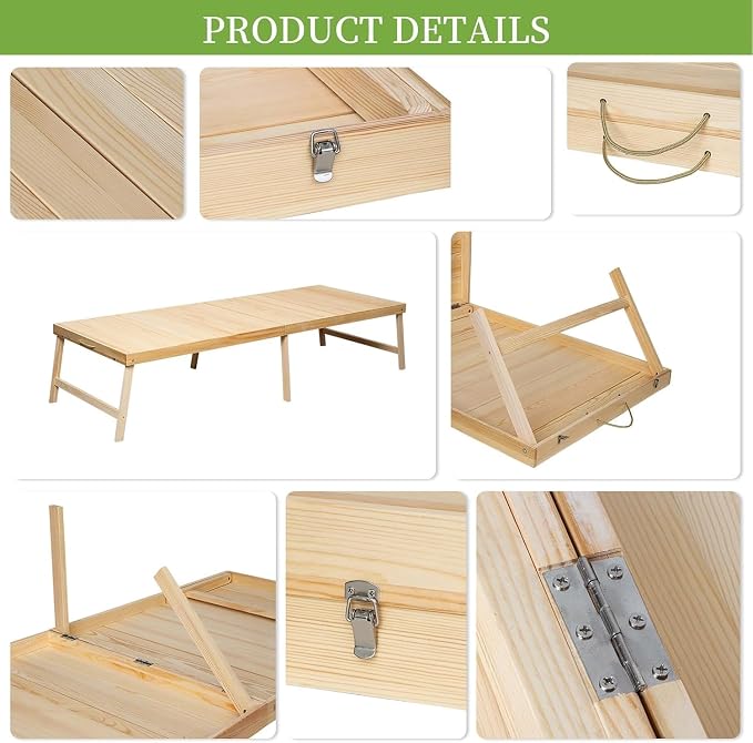 Foldable Boho Wooden Picnic Table, No Assembly Required Portable Outdoor Indoor Low Picnic Table for Floor Seating, Beach, Camping, BBQ, Backyard, 80" x 30", Seats 8–10 People