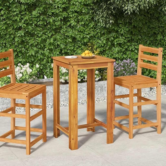 vidaXL Garden Bar Table Natural Wood Solid Acacia Wood Medium Durable