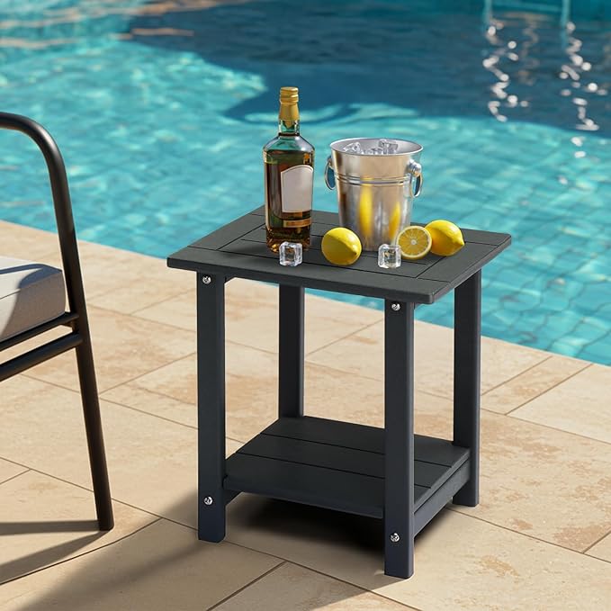 Adirondack Outdoor Side Table, 2-Tier Patio End Table, Small Outdoor Table Adirondack Side Tables