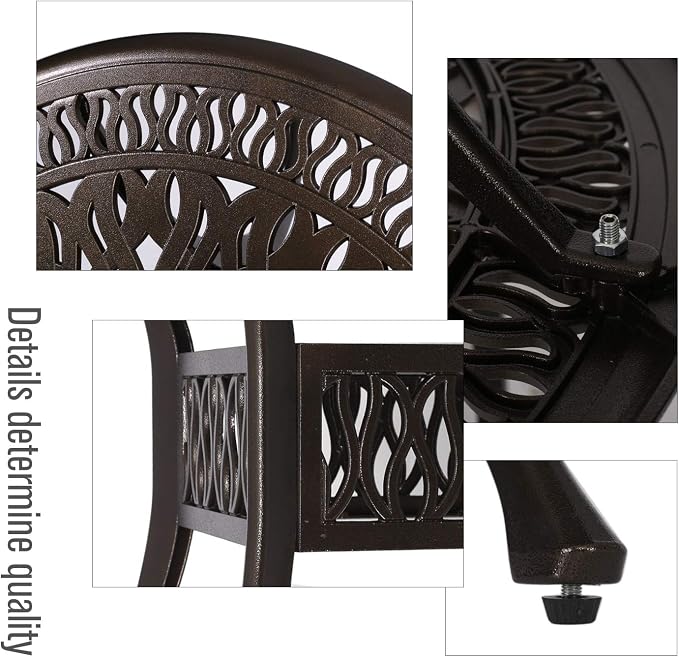 YUSING 5 Piece Patio Bistro Set，Cast Aluminum Antique Copper Outdoor Furniture Round Bar Height Dining Table and Swivel Chairs for Garden, Porch (4 Chair+35" Table)