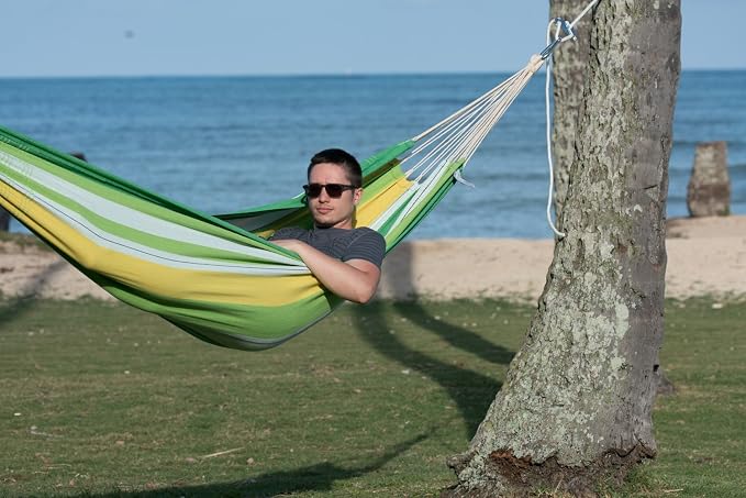 BYER OF MAINE, Lambada Hammock, Authentic Brazilian, Apple Green, Recycled Cotton/Polyester Blend, 126" L X 55" W, Holds up to 330lbs