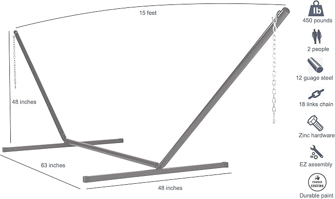 Jumbo Caribbean Hammock and Metal Tribeam Stand (Orange)