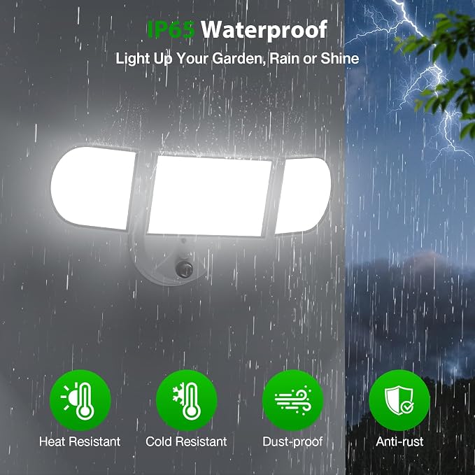iMaihom 180W Dusk to Dawn Flood Lights Outdoor, 18000LM 6500K Super Bright LED Security Lights, IP65 Waterproof Exterior Light with Photocell, Hardwired Outdoor Lighting for Yard, Garden, Garage White